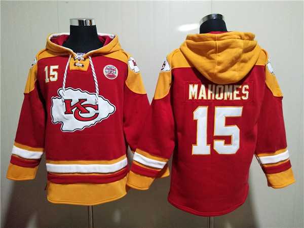 Kansas City Chiefs #15 Patrick Mahomes Red Lace-Up Pullover Hoodie,We sell and wholesale Kansas City Chiefs #15 Patrick Mahomes Red Lace-Up Pullover Hoodie on line form chian!